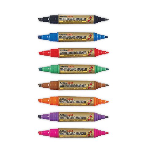 Artline 2-in-1 Whiteboard Marker Bullet/Chisel Tip Assorted (Pack of 8) EK525TA