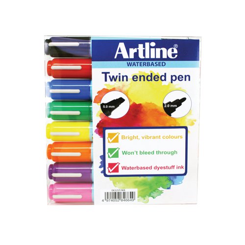 Artline 2-in-1 Flipchart Marker Assorted (Pack of 8) EK-325T-W8 | Shachihata (Europe) Ltd