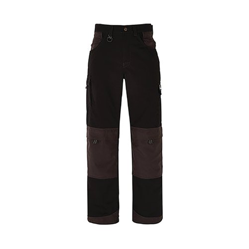 Trojan Mens Blk/Gry Multipocket Tradesman Trousers Kneepad Pockets 32R