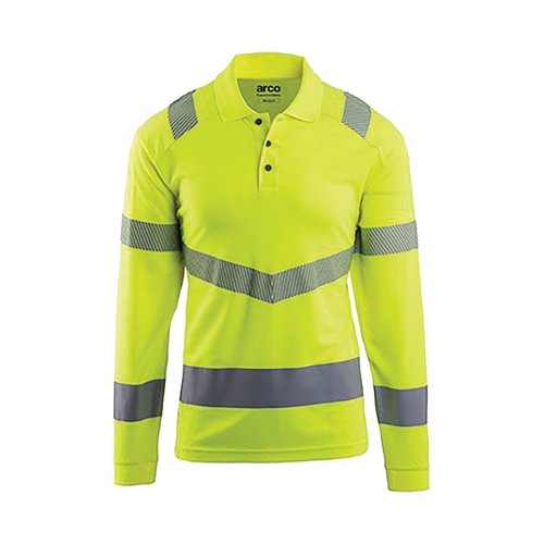 Arco Responsible Yellow Long-Sleeve Hi-Vis Polo Shirt S