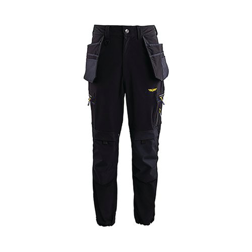 Trojan Tech Men's Black Cargo Trousers with Holster Pockets L