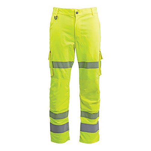 Arco Responsible Yellow Hi-Vis Cargo Trousers with Kneepad Pockets 28R