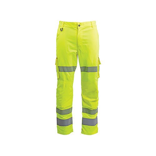 Arco Responsible Yellow Hi-Vis Cargo Trousers with Kneepad Pockets 32R