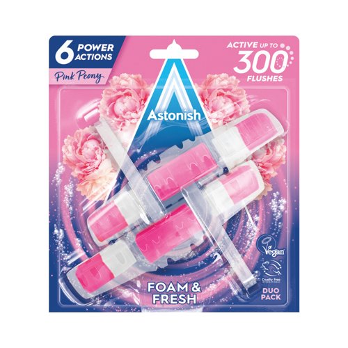 Astonish Foam Fresh Toilet Block Pink Peony Twinpack (Pack of 9) C2110