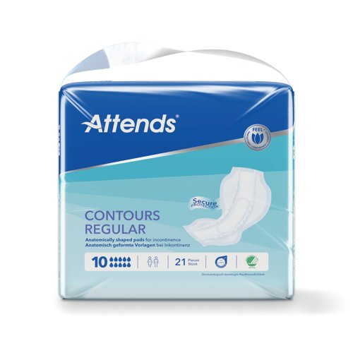 Attends Contours Sanitary Pads Size 10 Regular (Pack of 21) 205532