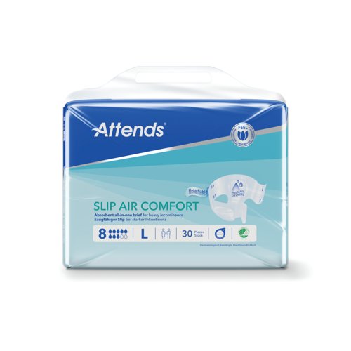 Attends Slip Air Comfort Nappies Size 8L x4 Pack of 30 37788