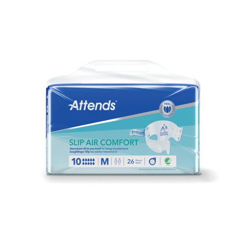 Attends Slip Air Comfort Nappies Size 10M x4 Pack of 26 37787