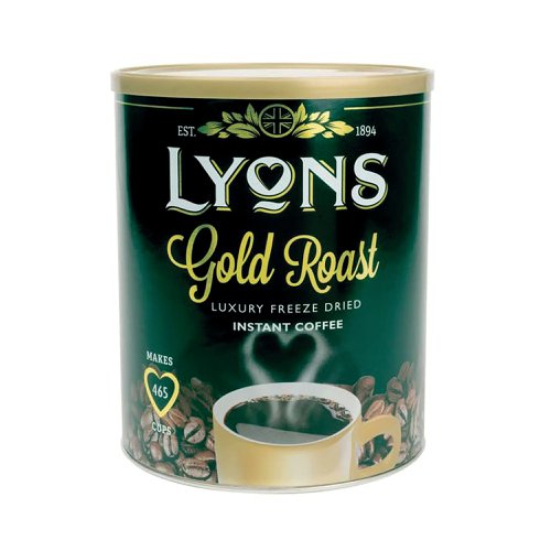 Lyons instant, coffee granules in gold roast blend is a superior original coffee, sourced from Central America and East Asia and expertly blended to craft a subline coffee experience. Gold roast tasting notes: fruity, with caramel aroma and smooth full bodied finish. 750g provides up to 465 servings, ideal for high usage areas such as canteens, offices and staff break-out areas.