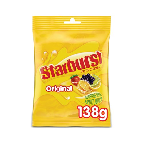 Starburst Chewy Sweets Fruit Flavour Pouch Bag 138g (Pack of 12) 124830