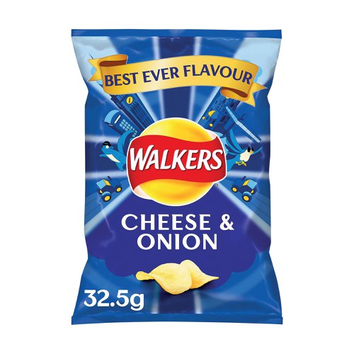 Walkers Cheese and Onion Crisps 32.5g (32 pack) 121796