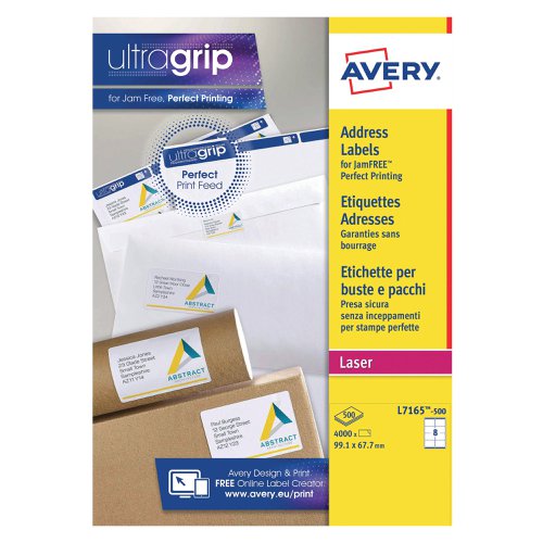 Avery Ultragrip Laser Label 99.1x67.7mm White (Pack of 4000) L7165-500 | Avery UK