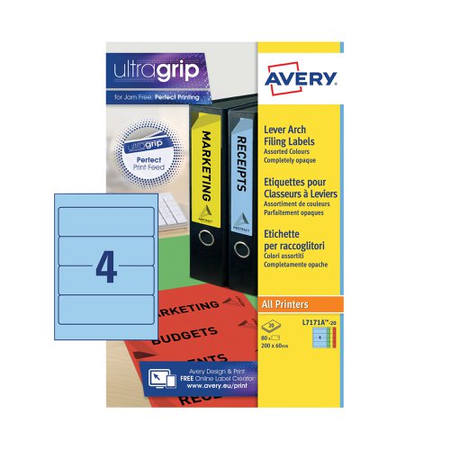 Avery Lever Arch Spine Label 200x60mm (Pack of 80) L7171A-20 | AV10626 | Avery UK