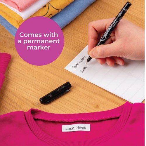 Avery Clothing Labels with Pen 45x13mm White Pack of 72 ETVET36X2PEN
