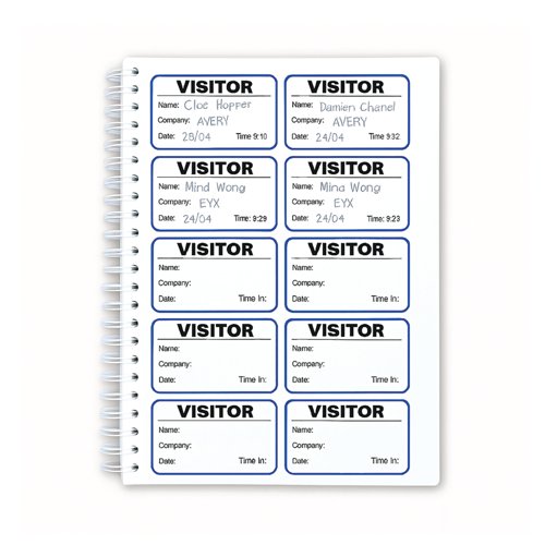 Avery Visitor Sign-In Book with 250 Paper Badges 4850S-THR.UK