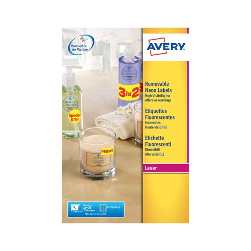 Avery Laser Label 99.1x38.1mm Neon Yellow (Pack of 350) L7263-25 | Avery UK