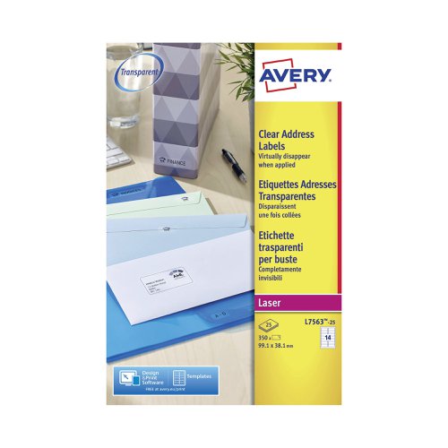 Avery Laser Labels 99.1x38.1 14 Per Sheet Clear (Pack of 350) L7563S