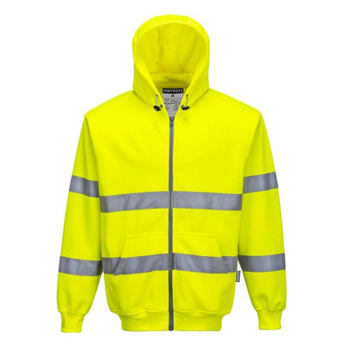 Portwest Hi Vis Zipped Hoodie XS Yellow