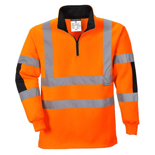 Portwest Xenon Hi Vis Rugby Shirt M Orange