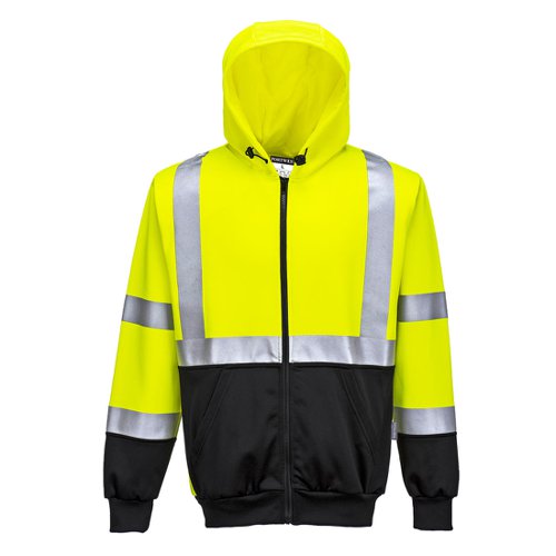 Portwest Hi Vis Contrast Zipped Hoodie 4XL Yellow/Blk