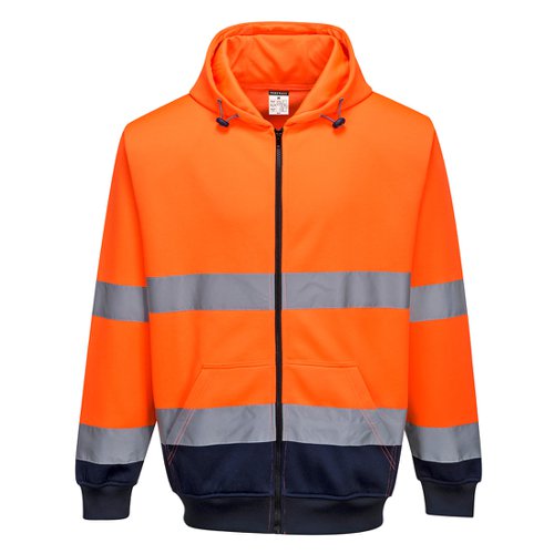 Portwest Hi Vis Contrast Zipped Hoodie M Orange/Navy