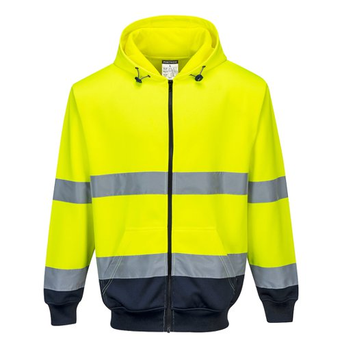 Portwest Hi Vis Contrast Zipped Hoodie 3XL Yellow/Navy