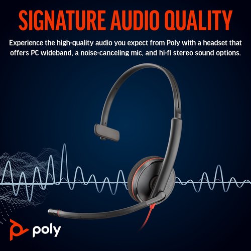 Poly Blackwire 3210 Monaural UC USB-C/A Headset 8X214AA