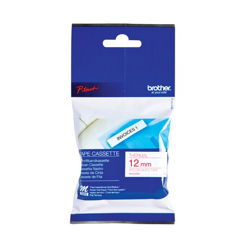 Brother P-Touch Tape Cassette 12mm Red On White Non Metallic Tape Blister Pack MK232BZ