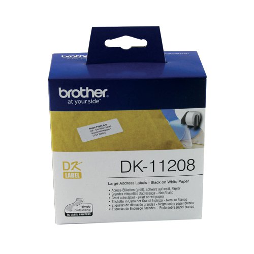 Brother Black on White Paper Large Address Labels (Pack of 400) DK11208