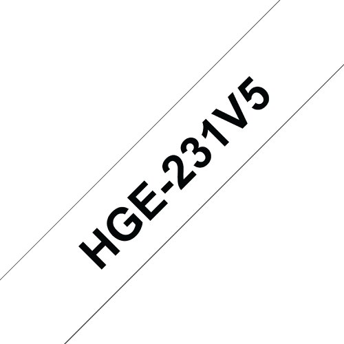 Brother HGe High Grade Labelling Tape Cassette 12mm x 8m Black on White Tape HGE231V5