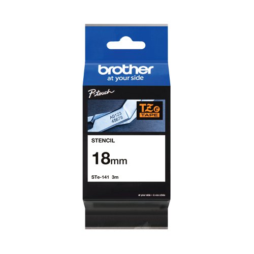 Brother P-Touch Stencil Tape Cassette 18mm x 3m Black on White Tape STE-141