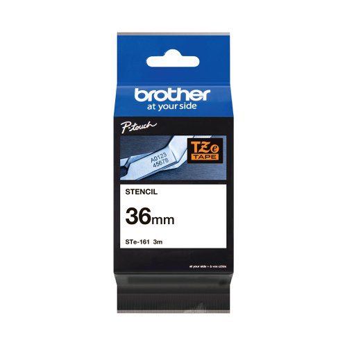 Brother P-Touch Stencil Tape Cassette 36mm x 3m Black on White Tape STE-161