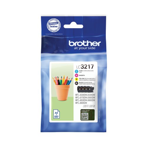 Brother LC3217 Ink Cartridges Value Pack Multipack CMYK LC3217VAL 550 Page Yield