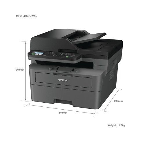 Brother MFC-L2827DWXL A4 4-in-1 Wireless Mono Laser Printer MFCL2827DWXLZU1 Mono Laser Printer BA83147