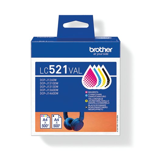 Brother LC521VAL Ink Cartridge CMYK Value Pack LC521VAL