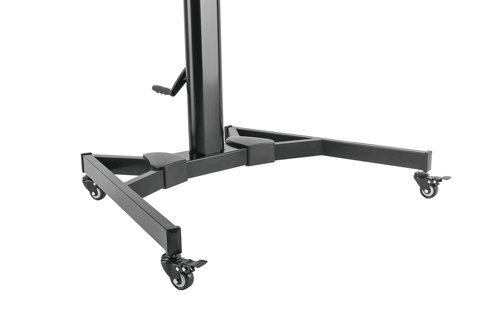 The Filex TV Stand is an excellent solution for maximizing your screens capabilities. This versatile floor stand is easily adjustable in height, reaching up to 155cm from the center of the VESA mount, enabling you to achieve the perfect viewing angle for your audience. It is designed to accommodate screens ranging from 37 to 70 inches and has a load capacity of 50kg for the screen itself. Additionally, it can support a multimedia tray and a beamer tray, each with a capacity of 5kg. The stand is compatible with VESA hole patterns ranging from 200x200mm to 600x400mm and features four solid casters, each equipped with a brake for stability. This TV stand is not only functional but also equipped with various features to enhance your viewing experience. It boasts a telescopic, height-adjustable steel construction with a convenient crank handle for effortless TV height adjustments. The free-tilt design allows for easy forward or backward adjustments, reducing glare and providing a comfortable viewing angle, whether standing or sitting. With a quick-mounting tray for easy installation and height adjustments, as well as integrated cable management to keep your setup organized, the Filex TV Stand is a sturdy and practical choice for any environment. The heavy-duty casters make it easy to move or secure the stand in place as needed.