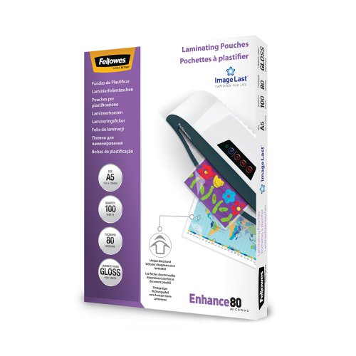 Fellowes ImageLast Laminating Pouch A5 160 Micron Total Thickness Gloss (Pack of 100) 5306002