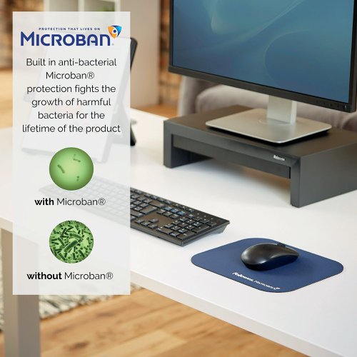 Fellowes Mousepad with Microban Antibacterial Protection Blue 5933805