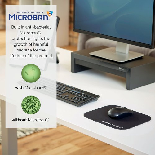 Fellowes Microban Antibacterial Mouse Mat Black 5933905 | Fellowes