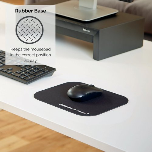 Fellowes Microban Antibacterial Mouse Mat Black 5933905 | Fellowes