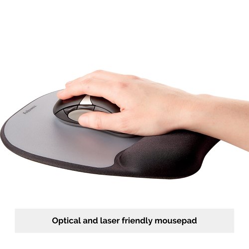 Fellowes Memory Foam Mouse Pad with Wrist Support Black/Silver 9175801