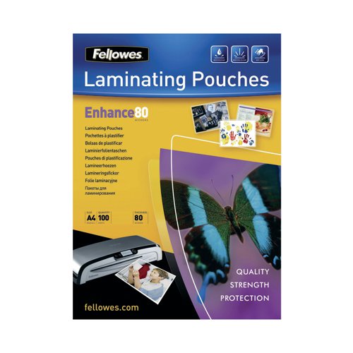 Fellowes Enhance Laminating Pouch A4 160 Micron Total Thickness Matte (Pack of 100) 5452101