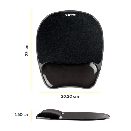 Fellowes Crystal Gel Mouse Pad And Wrist Support Black 9112101