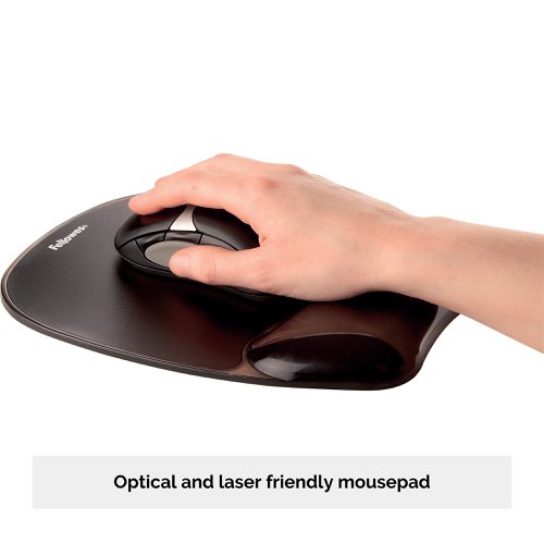 Fellowes Crystal Gel Mouse Pad And Wrist Support Black 9112101 | Fellowes