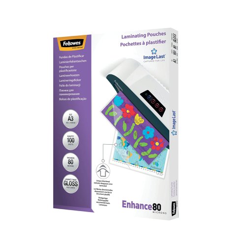 Fellowes Laminating Pouch A3 160 Micron Total Thickness Gloss (Pack of 100) 5306207 Laminating Pouches BB53062