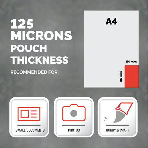 Fellowes 54x86mm Capture Gloss Laminating Pouches 250 Micron (Pack of 100) 53063