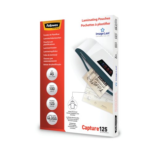 Fellowes ImageLast Laminating Pouch A5 250 Micron Total Thickness Gloss (Pack of 100) 5307302