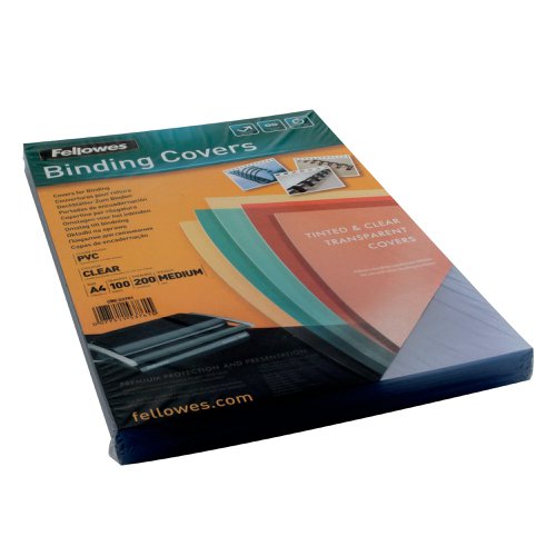 Fellowes Clear PVC Covers for Wire and Com Binding Machines 200 Micron (Pack of 100) 5376101