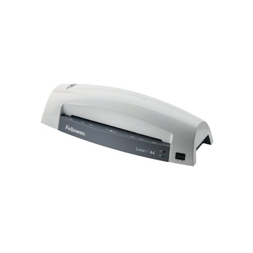 The Fellowes Lunar A4 Laminator (5715701) is a low-cost, high performance laminator designed for occasional use in the office or home. Warming up in just six minutes, the Lunar can quickly apply a double-sided protective coating to posters, signs and photographs in pouches up to 80 micron thick. It's designed to be 100% jam-proof when used with Fellowes pouches, and includes a release trigger to quickly fix problems if things do go wrong. These items have been specifically designed for use with pouches up to 80 micron thick.