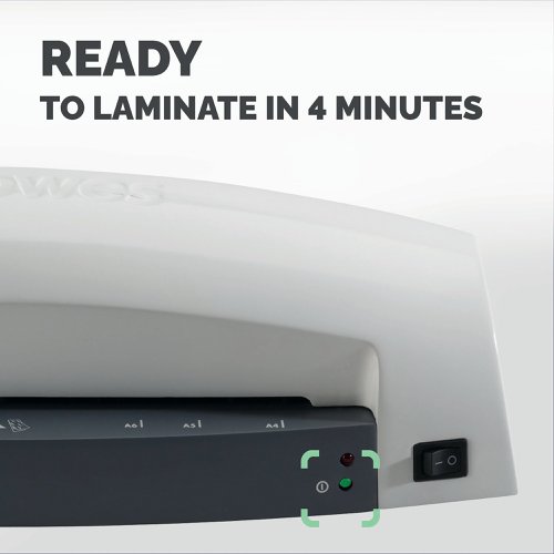 The Fellowes Lunar A4 Laminator (5715701) is a low-cost, high performance laminator designed for occasional use in the office or home. Warming up in just six minutes, the Lunar can quickly apply a double-sided protective coating to posters, signs and photographs in pouches up to 80 micron thick. It's designed to be 100% jam-proof when used with Fellowes pouches, and includes a release trigger to quickly fix problems if things do go wrong. These items have been specifically designed for use with pouches up to 80 micron thick.