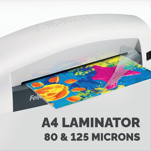 The Fellowes Lunar A4 Laminator (5715701) is a low-cost, high performance laminator designed for occasional use in the office or home. Warming up in just six minutes, the Lunar can quickly apply a double-sided protective coating to posters, signs and photographs in pouches up to 80 micron thick. It's designed to be 100% jam-proof when used with Fellowes pouches, and includes a release trigger to quickly fix problems if things do go wrong. These items have been specifically designed for use with pouches up to 80 micron thick.